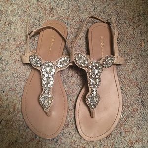 Silver/ Nude Flat Sandals